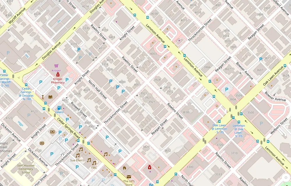 Map showing Pizzati at 4032 Cedar Springs Rd, Dallas